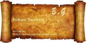 Bokse Gerold névjegykártya